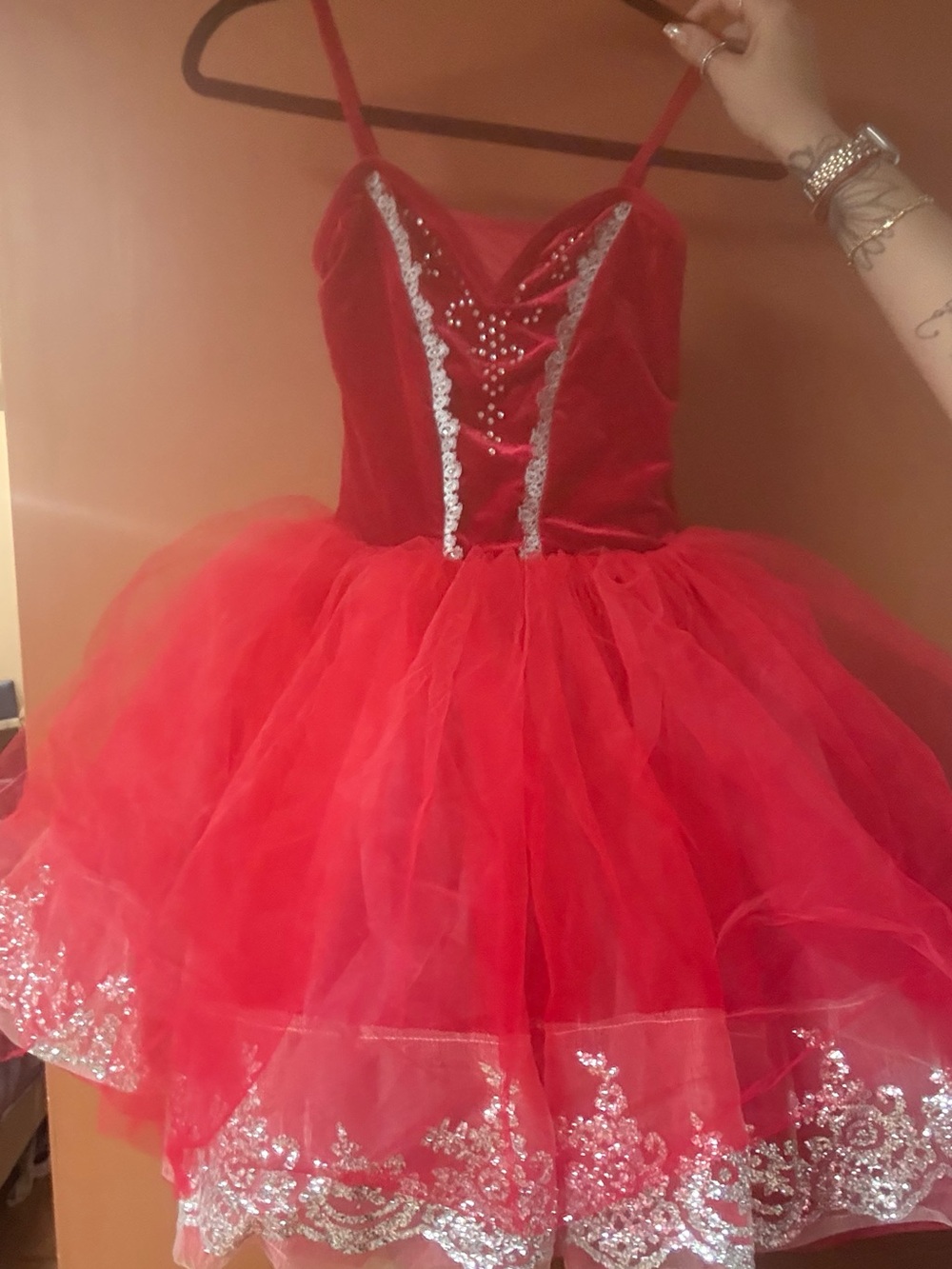 Weissman Red Tulle Sparkle Ballet Costume